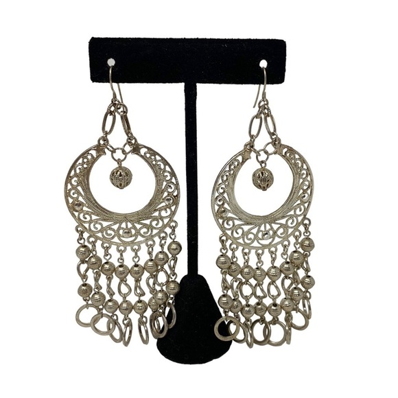 Vintage Boho Filigree Dangle Earrings - Picture 7 of 7